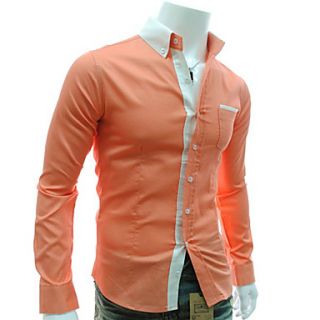 HKWB Casual Slim Long Sleeve Fashion Shirt(Orange)