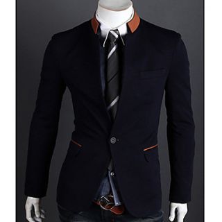 HKWB Casual Contrast Color Stand Collar Suit(Navy Blue)