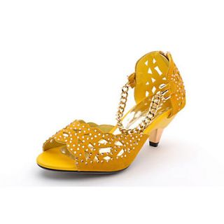 MLKL Diamond Waterproof Sandals Fish Head With Hollow Thin Heel Yellow Shoes In 301