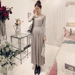 Meitiantian Flexible Ankle Length Gray Dress