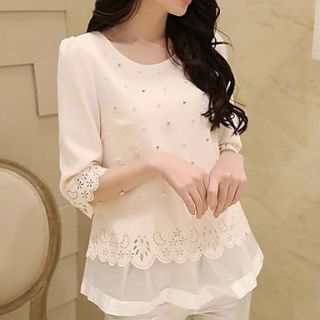 Lanliersi Korean Maxi Lace Shirt (White)