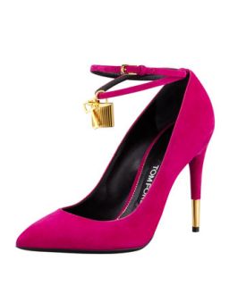 Womens Padlock Ankle Wrap Suede Pump   Tom Ford