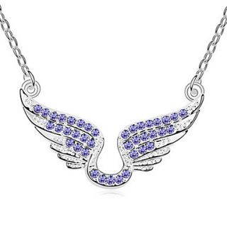 Xiaoguo Womens Fashion Cupid Wings Crystal Necklace(Screen Color)