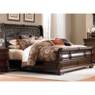 Arbor Place Sleigh Bed   Brownstone   LFI1674 1, Queen