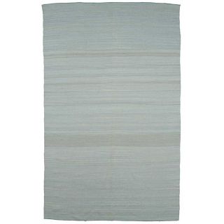 Flat Weave Solid Blue Wool Rug (2 X 3)