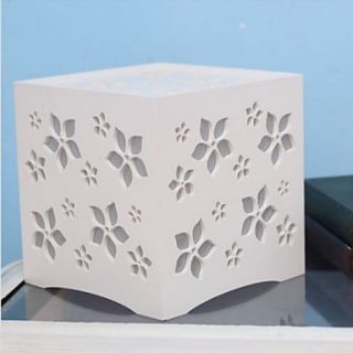YOUKE Carving Cut Out Flower Pattern Classic Rectangle Table Lamp (White)