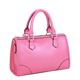 Global Freeman Womens Fashion Free Man Simple Solid Color Two Uses Leather Bag(Pink)