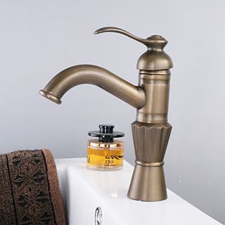 Antique Brass Finish Centerset Single Handle Bathroom Sink Faucet(Tall)
