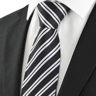 Tie New Striped Grey Black Formal Mens Tie Necktie Wedding Party Holiday Gift