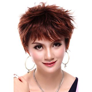 Capless Short Straight Dark Red Synthetic Wig