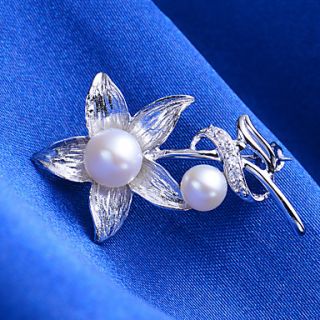 Luckypearl Womens 925 Silver 6 7,7 8 Natural Pearl Brooch PD0009W027260