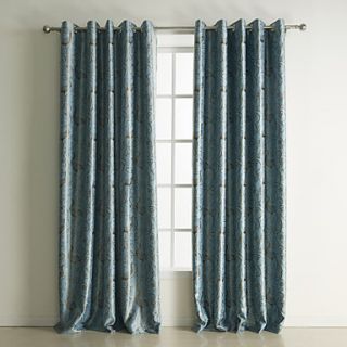(One Pair Grommet Top) Modern Peacock Pattern Jacquard Room Darkening Curtain