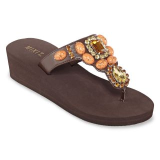 MIXIT Mixit Embellished Flip Flops, Brown, Womens