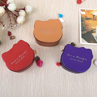 Personalized Cat Shaped Favor Tin   Set of 12 (More Colors)
