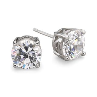 DiamonArt Cubic Zirconia Silver Stud Earrings, Womens