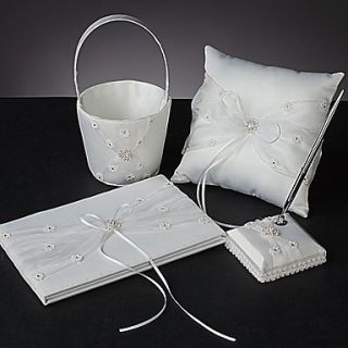 The Precious Wedding Collection Set In Ivory Satin With Embroidery Flowers (4 Pieces)