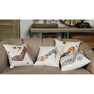 Set of 4 Modern Artistic Cotton/Linen Decorative Pillow Cover