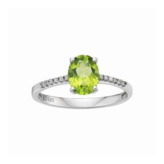Peridot & Diamond Accent Sterling Silver Ring, Womens
