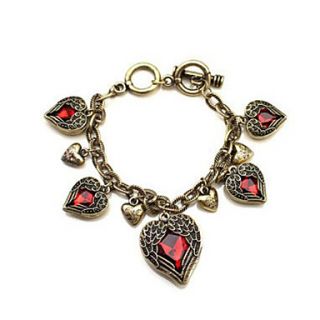 Romantic Angles Heart And Wings With Rhinestone Alloy Bracelet