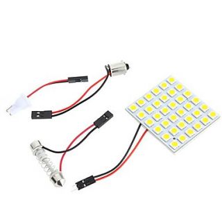 5050 SMD 36 LED Warm White Dome Bulb Light for Car Interior with 3 Adapters