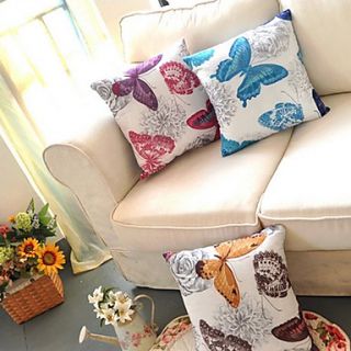 Country Style Colorful Butterflies Decorative Pillow With Insert