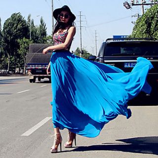 Verragee Elegant Solid Color Long Dress(Blue)