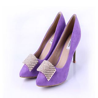 Womens European Pearl Decoration Solid Color High Heels(Purple)
