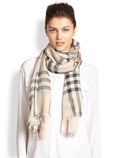 Burberry Giant Check Gauze Cashmere Scarf   Trench 