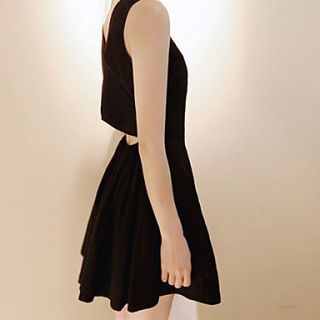 CXY WomenS Elegent Exquisite Black Backless Dress(Black)