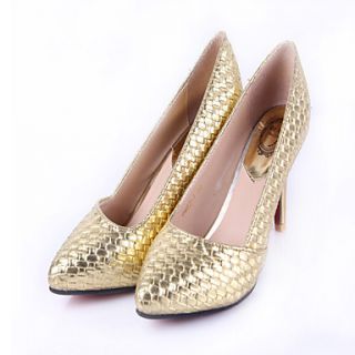 Womens Simple Solid Color Weave Heels(Gold)