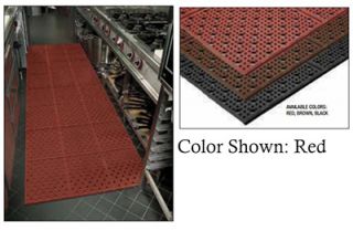 NoTrax Reversible Drainage Floor Mat w/ 3 ft Custom Rolls, Rubber, Non Skid, Red