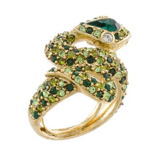 KJL by KENNETH JAY LANE Green Crystal Snake Ring, Womens