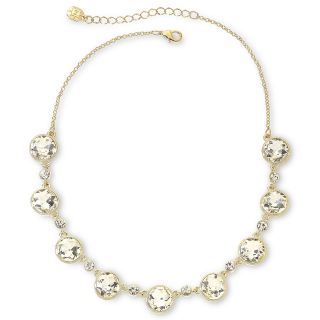 Liz Claiborne Monet Gold Tone Round Crystal Necklace, White