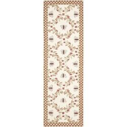 Hand hooked Bees Ivory/ Rust Wool Rug (26 X 8)
