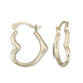 10K Gold 15mm Heart Shaped Hoop Earrings, Womens