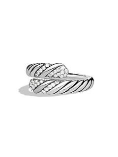 David Yurman Willow Open Single Row Ring with Diamonds   Silver