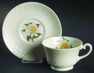 Haviland Regents Park Camellia Footed Cup & Saucer Set, Fine China Dinnerware  