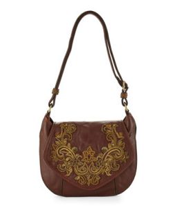 Baroque Applique Diana Crossbody Bag, Brandy