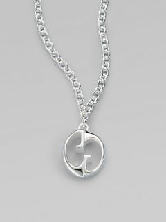 Gucci Sterling Silver 1973 GG Pendant Necklace   Silver