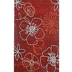 Nuloom Hand tufted Pino Collection Floral Red Rug (76 X 96)