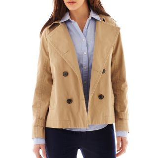 Cropped Trench Coat, Bisque, Womens
