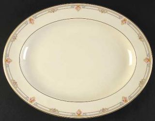 Royal Doulton Sarah 13 Oval Serving Platter, Fine China Dinnerware   Pink & Whi