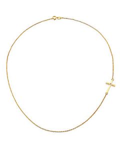 Mizuki Diamond & 14K Yellow Gold Side Cross Necklace   Gold