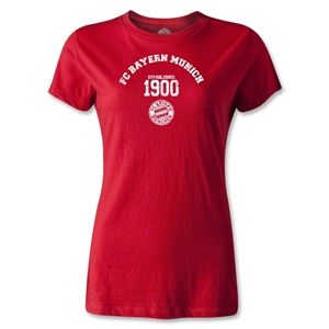 hidden Bayern Munich Distressed Established 1900 Womens T Shirt (Red)