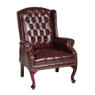 Office Star Products Work Smart Jamestown Traditional Executive Chair (Brown/oxblood Weight capacity 250 lbs Dimensions 39 inches high x 28.5 inches wide x 33 inches deep Seat size 18.75 inches wide x 19 inches deep x 4 inches tall Back size 23.25 inc