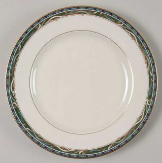 Mikasa Clarendon Salad Plate, Fine China Dinnerware   Gold Vine&Flowers On Green