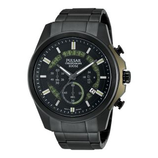 Pulsar Mens Black Ion White Highlighted Chronograph Watch