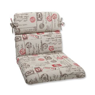 Pillow Perfect Rounded Corners Chair Cushion With Bella dura Carte Postale Fabric (Red 100 percent Solution Dyed Bella Dura PolyolefinFill material 100 percent Polyester FiberSuitable for indoor/outdoor use. Collection Bella Dura Carte PostaleColor Red