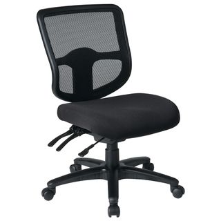 Pro line Ii Black Breathable Armless Task Chair (Black Breathable ProGrid back with built in lumbar supportOne touch pneumatic seat height adjustmentDual function control Heavy duty nylon base Dual wheel carpet castersMaterials Polyester, metal, plastic,