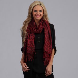 Peach Couture Red Leopard Print Wrap Scarf
